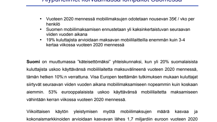 Älypuhelimet korvaamassa lompakot Suomessa