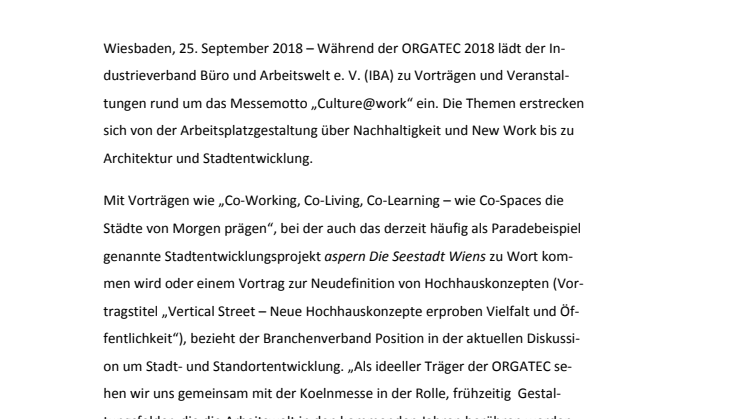 IBA-Bühne zur ORGATEC 2018