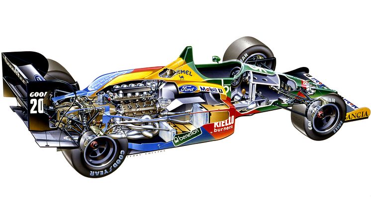 1988 Line Drawing Benetton F1 car neg 143-1