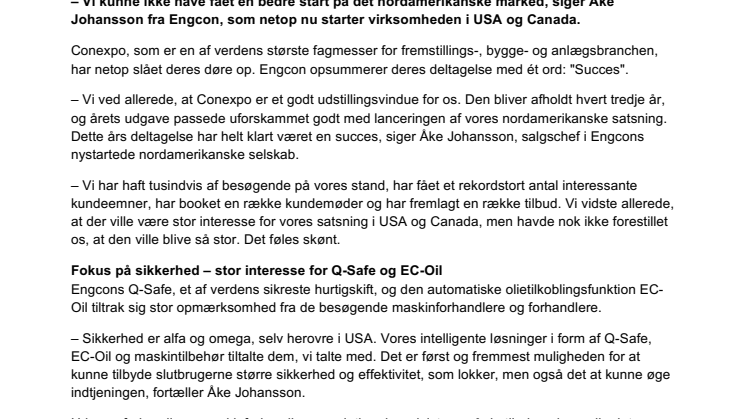 Succes for Engcon på Conexpo i Las Vegas