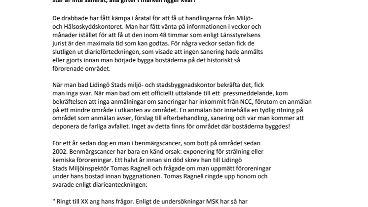 Lidingö Stad erkänner "under galgen" att marken på Gåshaga Brygga inte är  sanerad - gifterna ligger kvar!