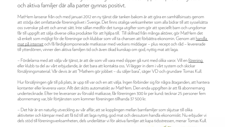 MatHem berikar föreningslivet i Sverige