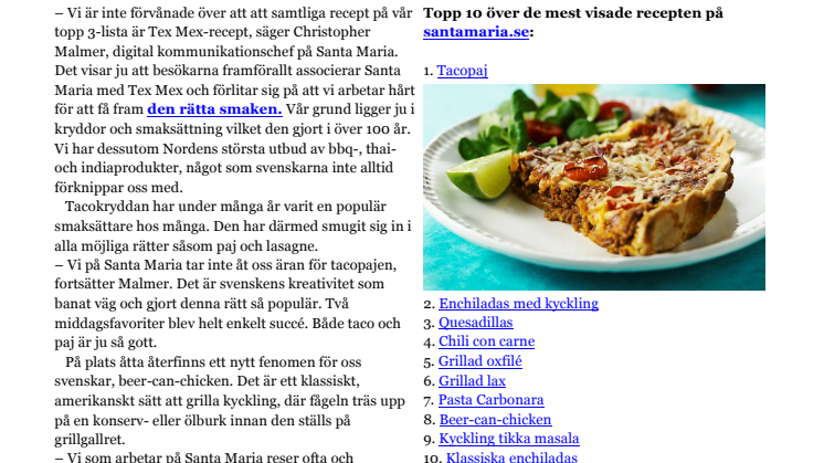 Tacopaj; när Santa Marias besökare själva får välja