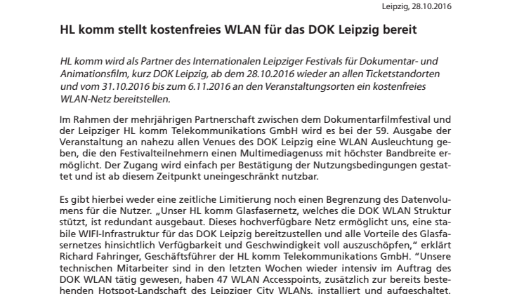HL komm stellt kostenfreies WLAN für das DOK Leipzig bereit