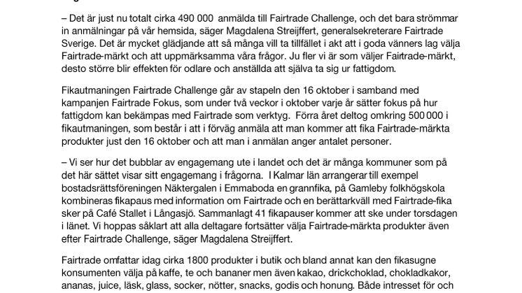 Nära 6000 fikar Fairtrade i Kalmar län på torsdag