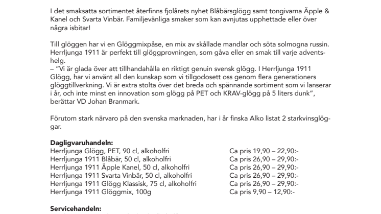 Årets glögg från Herrljunga 1911