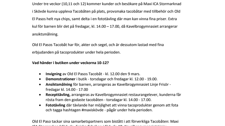 Old El Pasos jätteversion av Tacobåten kommer till Skövde