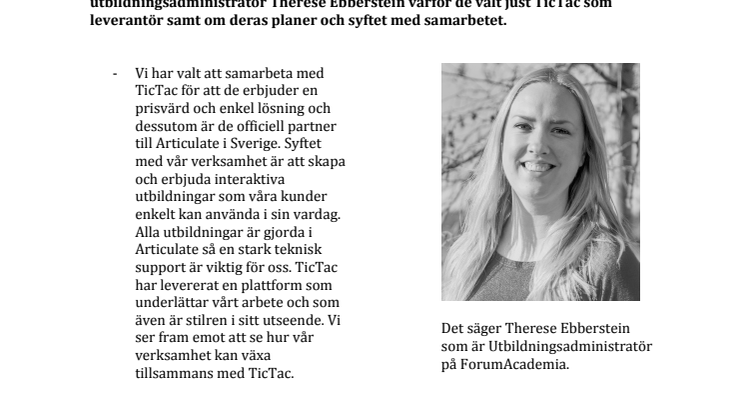 Ser fram emot att växa tillsammans med TicTac