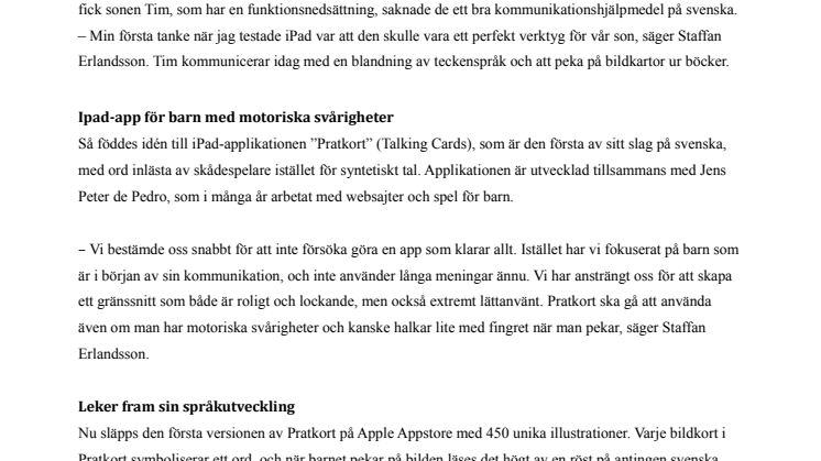 Föräldrar släpper iPad-appen ”Pratkort” för barn med funktionsnedsättning