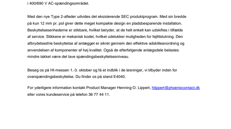 Overspændingsbeskyttelse med 4+0-kobling