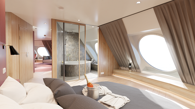 Sunset Suite på nya Viking Glory. Skissbild: Viking Line