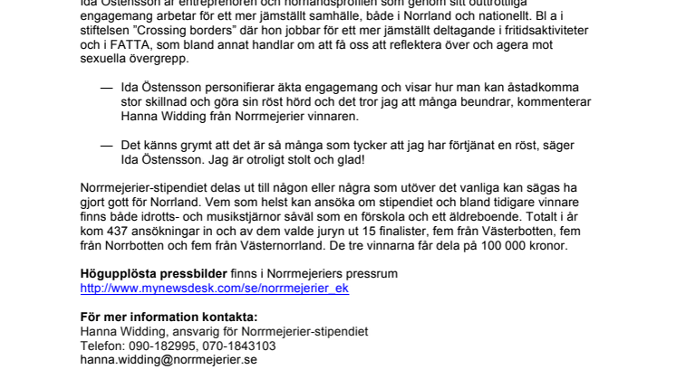 Ida Östensson vann Norrmejerier-stipendiet 2013 i Västerbotten