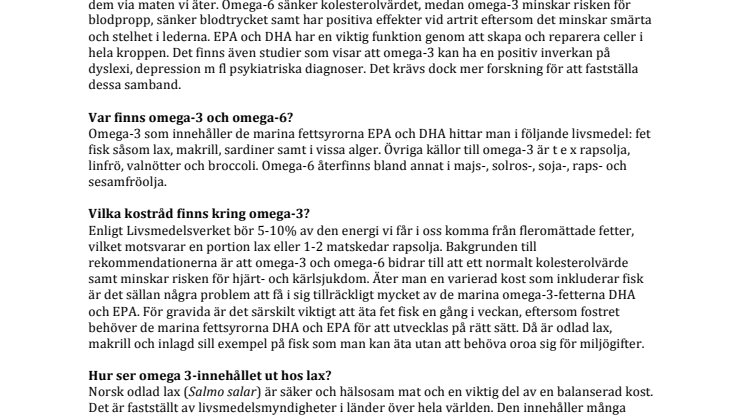 Fakta om lax och omega-3 och omega-6