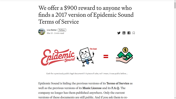 Live Better's 'bounty' for the terms of service