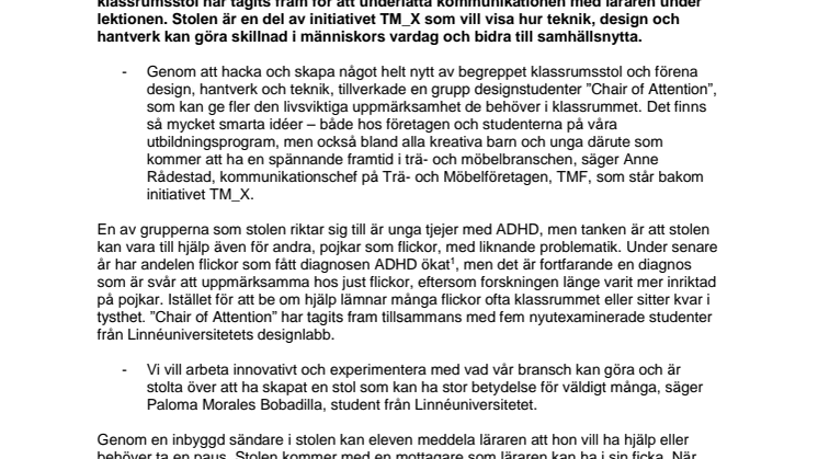 Klassrumsstolen som synliggör flickor med ADHD