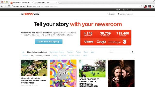A look at the new Mynewsdesk homepage