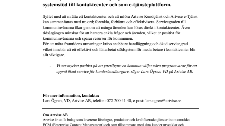 Danderyds kommun väljer Artvise Kundtjänst och Artvise e-Tjänst!
