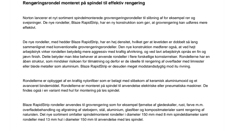 Rengøringsrondel monteret på spindel til effektiv rengøring