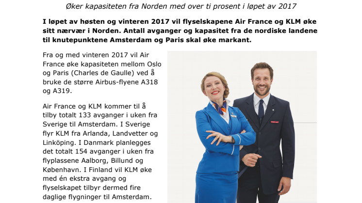Air France og KLM girer opp i Norden