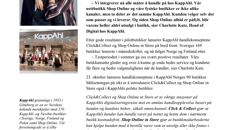 KAPPAHL LANSERER ”CLICK&COLLECT” OG ”SHOP ONLINE IN STORE”