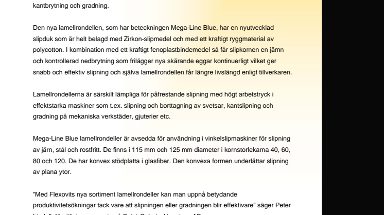 Ny lamellrondell för påfrestande slipning