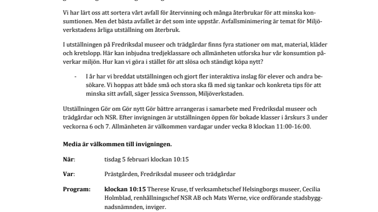 Pressinbjudan: Gör om Gör nytt Gör bättre – interaktiv utställning