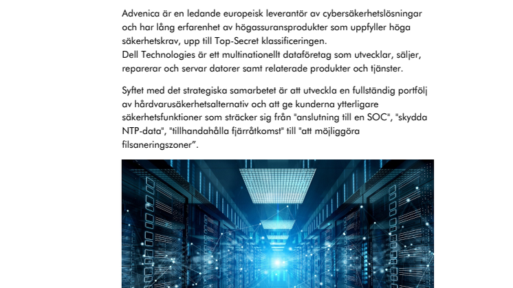 Advenica och Dell Technologies inleder samarbete för en säkrare framtid