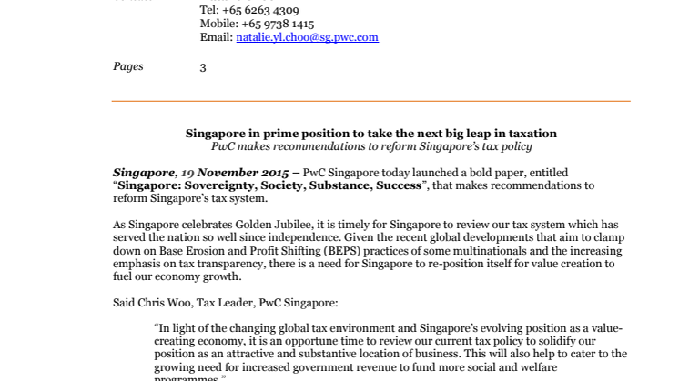 Singapore in prime position to take the next big leap in taxation