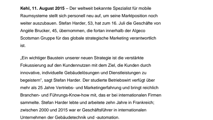 Stefan Harder ist neuer Geschäftsführer von Algeco Deutschland