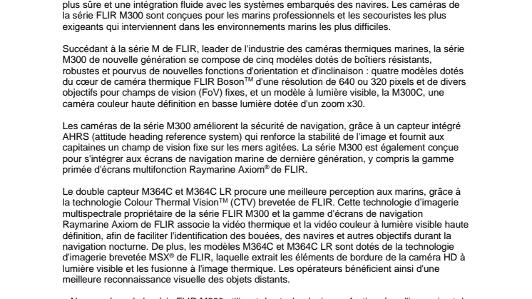 FLIR présente les caméras marines de la série M300