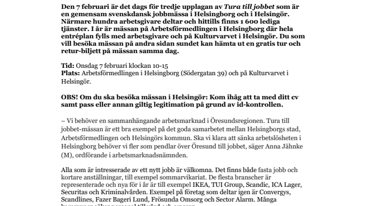 Rekordmånga lediga jobb på jobbmässan ”Tura till jobbet” i Helsingborg och Helsingör