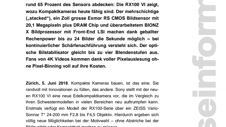 Ultraschnell mit Super-Zoom: Die RX100 VI Kamera von Sony ist der neue Primus unter den Edelkompakten