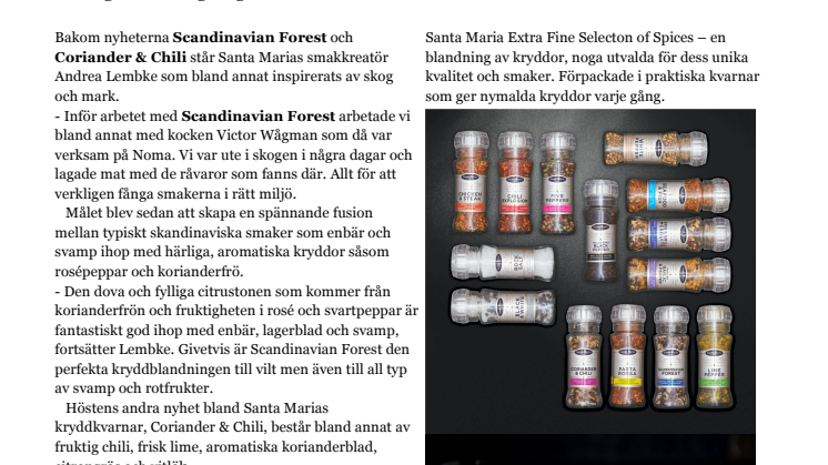 Två höstnyheter bland Santa Marias kryddkvarnar