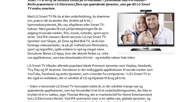 Skype- og 3D Zone-nyheder i LG Smart TV 