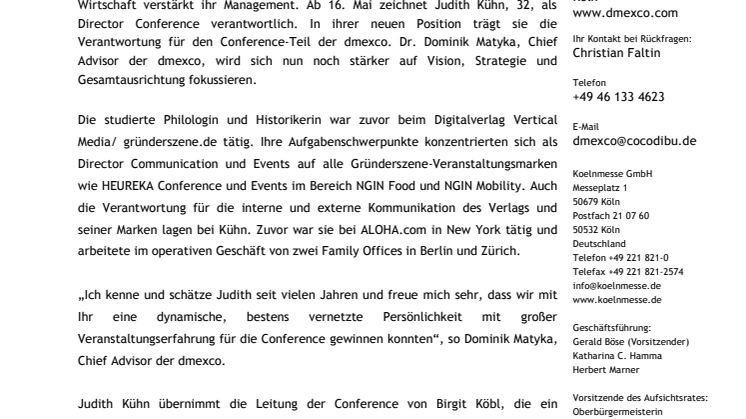 dmexco holt Judith Kühn als neue Director Conference