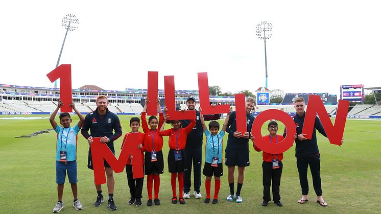 England players, Bairstow, Wood, Root & Roy celebrate 1 million kids connecting with cricket ahead of their World Cup semi-final tomorrow