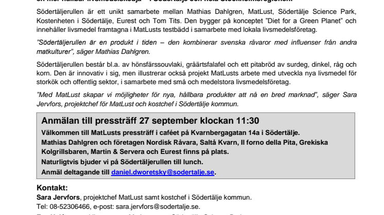 27 000 äter Södertäljerullen komponerad av Mathias Dahlgren – välkommen på pressträff!