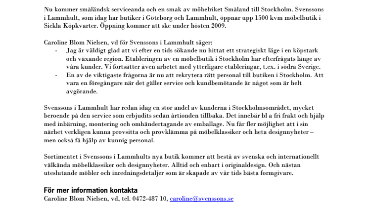 Svenssons i Lammhult öppnar möbelbutik i Stockholm