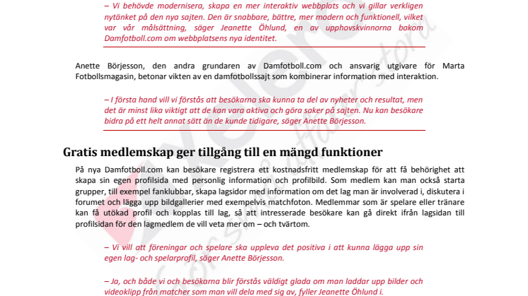Xelera sätter ribban högt med nya Drupal-sajten Damfotboll.com