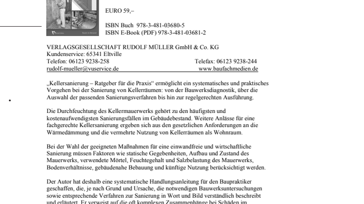 Kellersanierung – Ratgeber für die Praxis