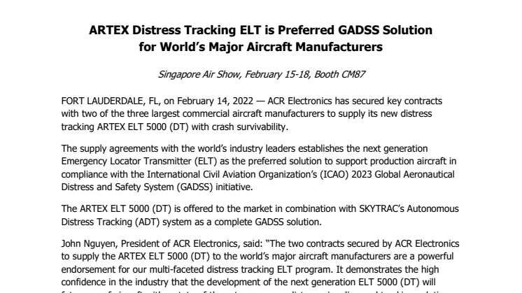 Feb 14 2022_Singapore - ARTEX Distress Tracking ELT is Preferred GADSS Solution.pdf