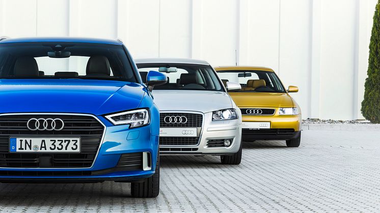Audi A3, Generation 1 fra 1996,  Generation 2 fra 2004, Generation 3 fra 2016