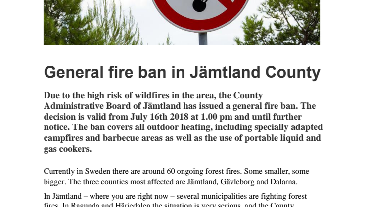 Viktig information med anledning av skogsbränderna!