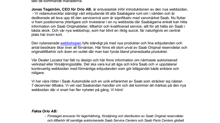Saab Original reservdelar på ny webbsida
