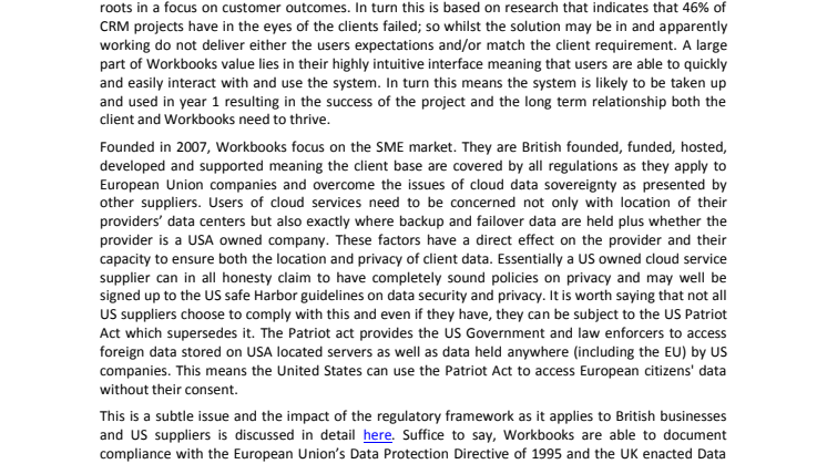 Ian Moyse describes Workbooks and their CRM Offering, includes a video interview