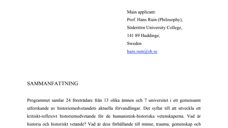 35 miljoner kronor till forskning om historiemedvetandets moderna förvandlingar