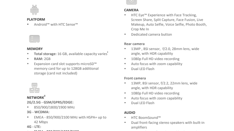 HTC Desire EYE Specifications
