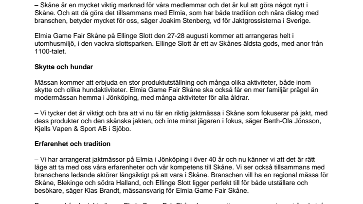 ​Elmia Game Fair siktar på Skåne