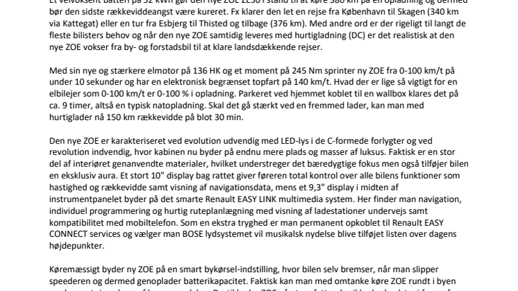 NY Renault ZOE – en moderne elbil med lang rækkevidde og fede features.