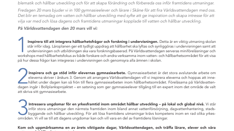 Pressinbjudan Världsvattendagen 2015
